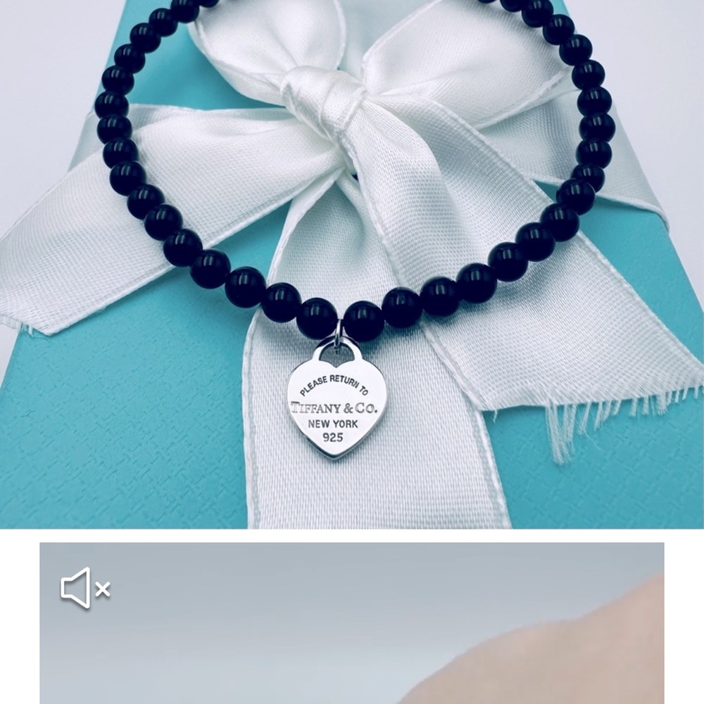 RETIRED Tiffany & Co. Black Onyx Bracelet with Silver Charm